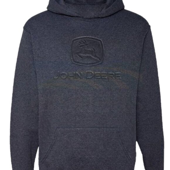 John Deere Men's Navy Embossed Logo Hoodie Sweatshirt Large **RARE** 13025785NV - Picture 1 of 2